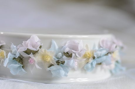 Flowery Rainbow Trim Porcelain Base